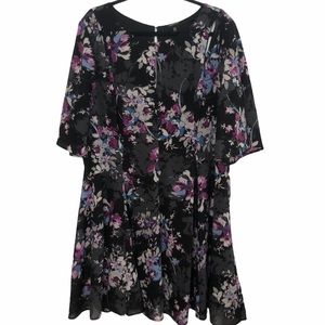 torrid black purple floral cut out swing dress 20
